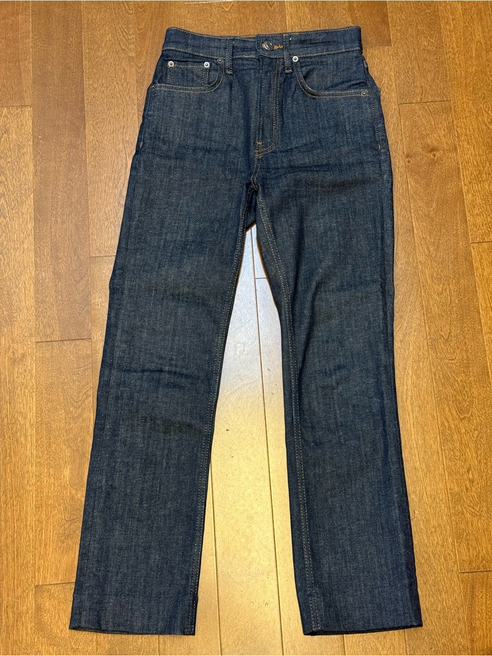 Zara Dark Blue Straight-Leg Cropped Jeans